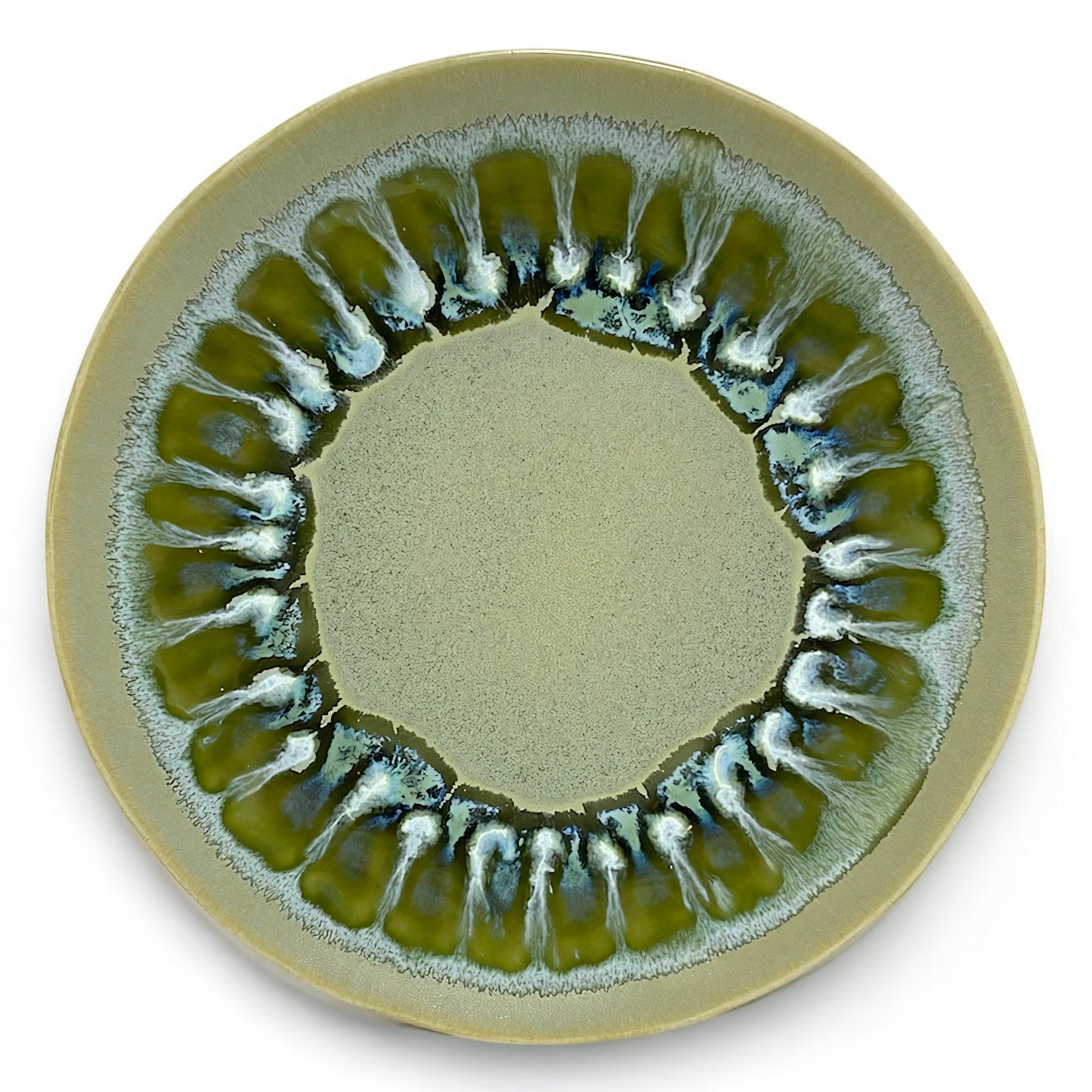 Assiette minérale – Vert Olive Effet Glacé 28 cm (vendue à l’unité)