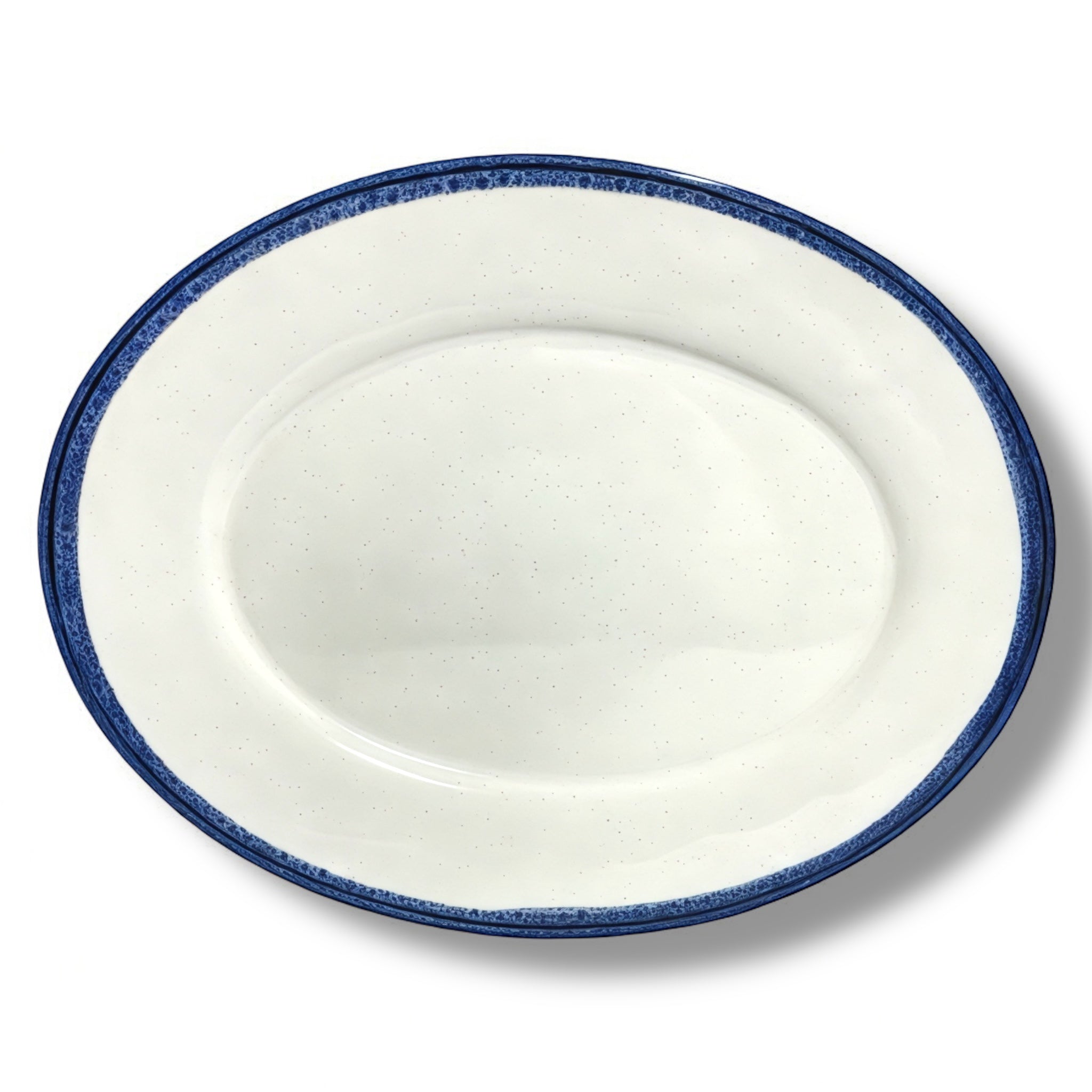 Grand plat ovale blanc bord bleu - Élégance intemporelle (vendu à l’unité)