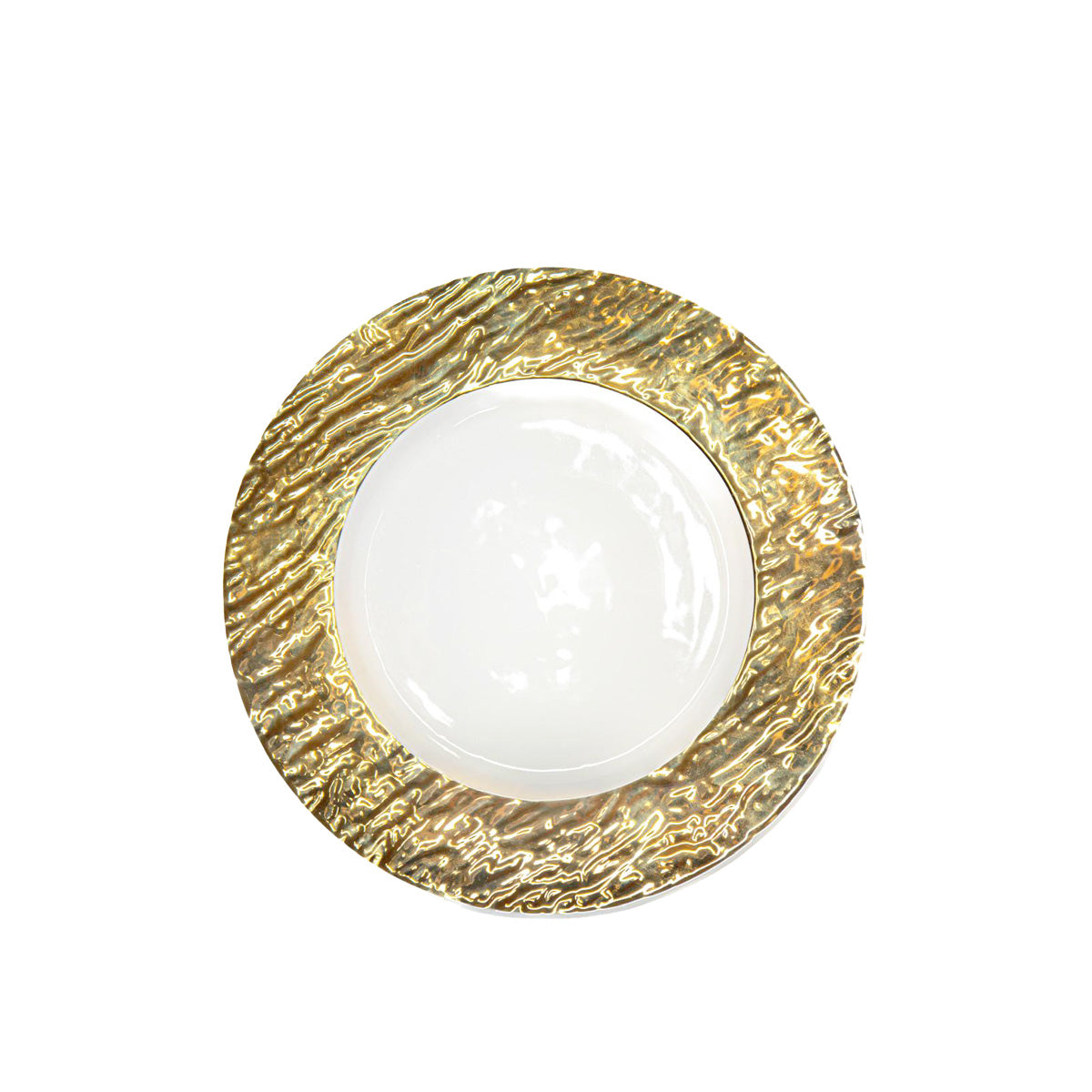 Lot de 6 Assiettes plate blanche et dorée 27cm