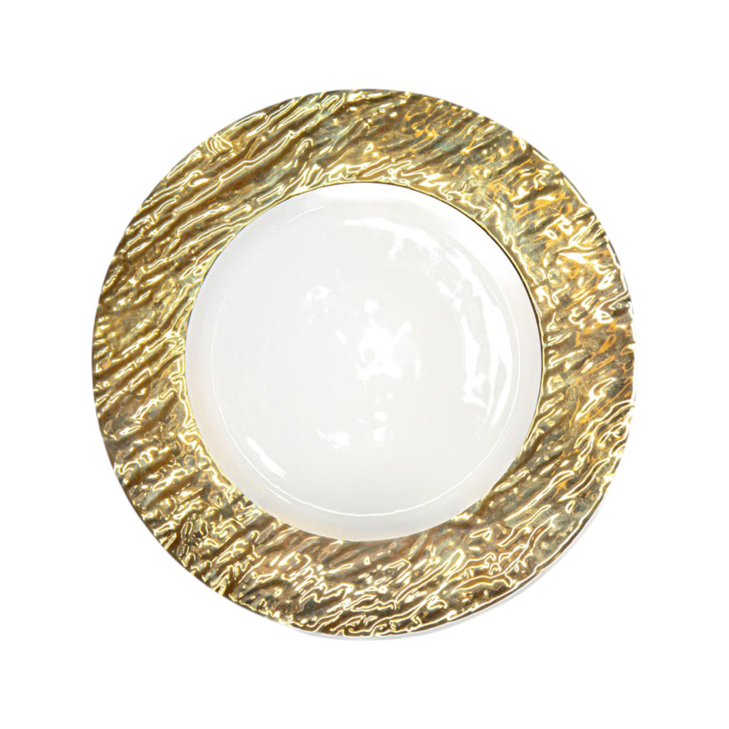 Lot de 6 Assiettes plate blanche et dorée 27cm