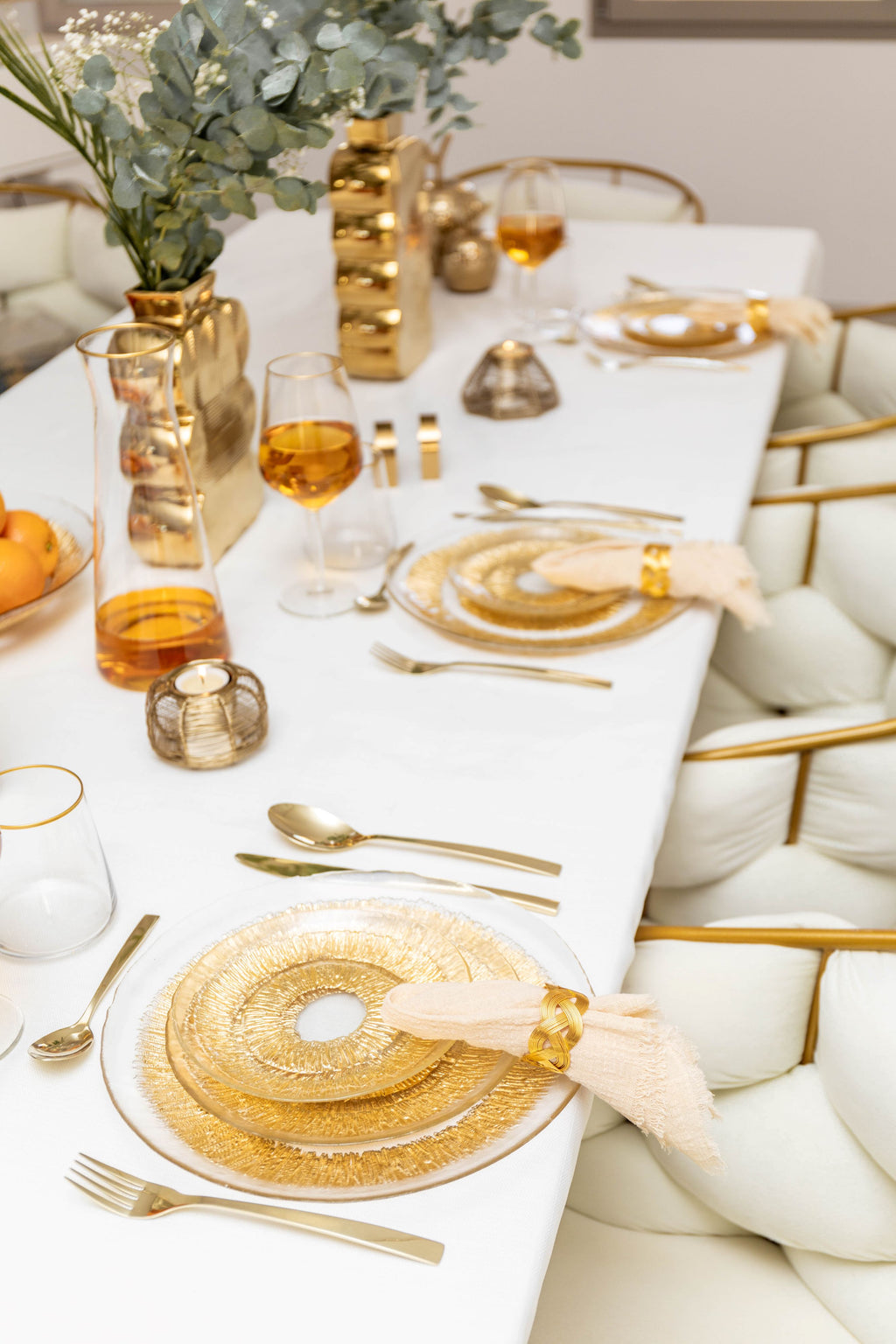 Lot de 6 Assiette à dessert dorée en verre 21cm