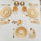 Lot de 6 Assiette à dessert dorée en verre 21cm