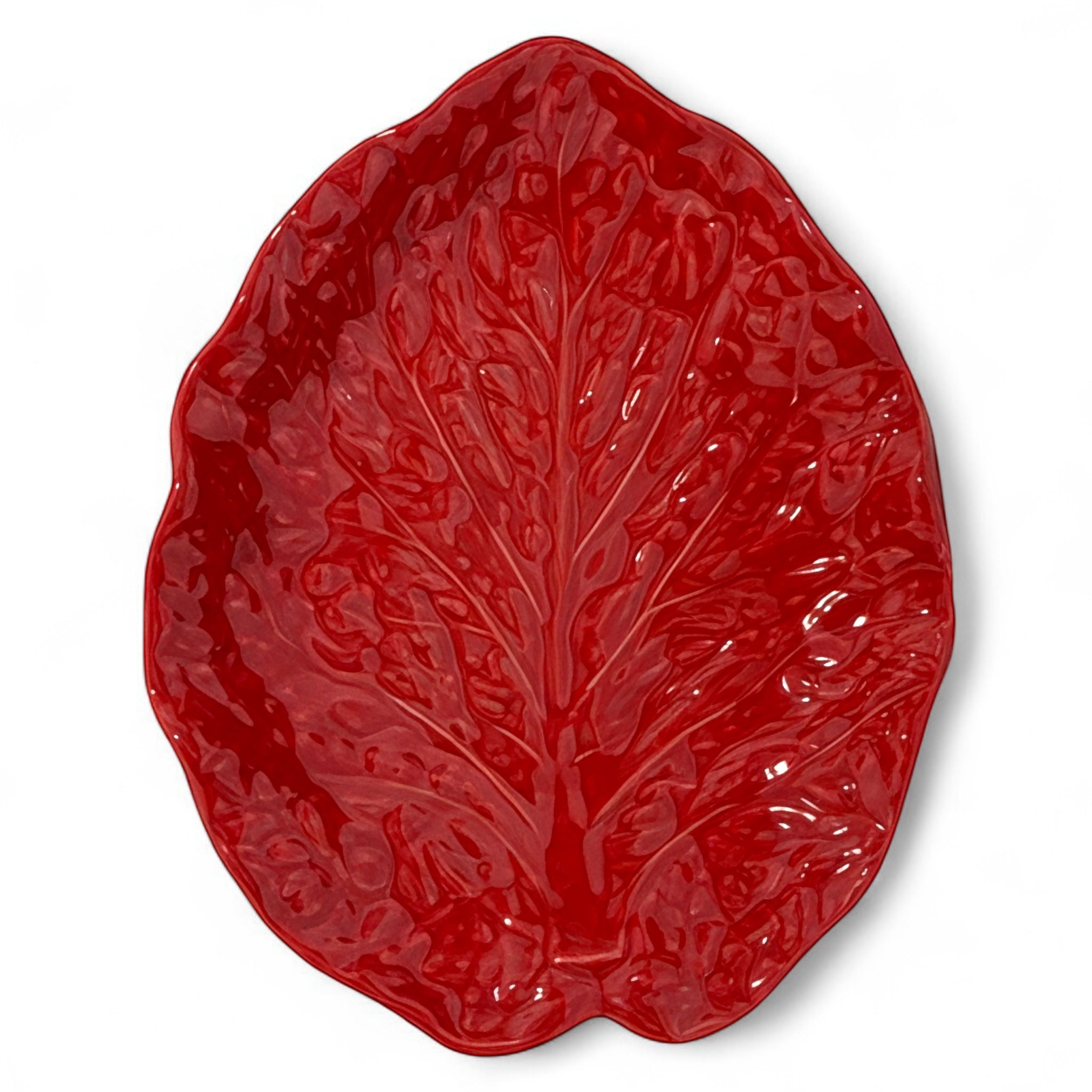 Plat Feuille Rouge – Élégance Naturelle (vendue à l’unité)