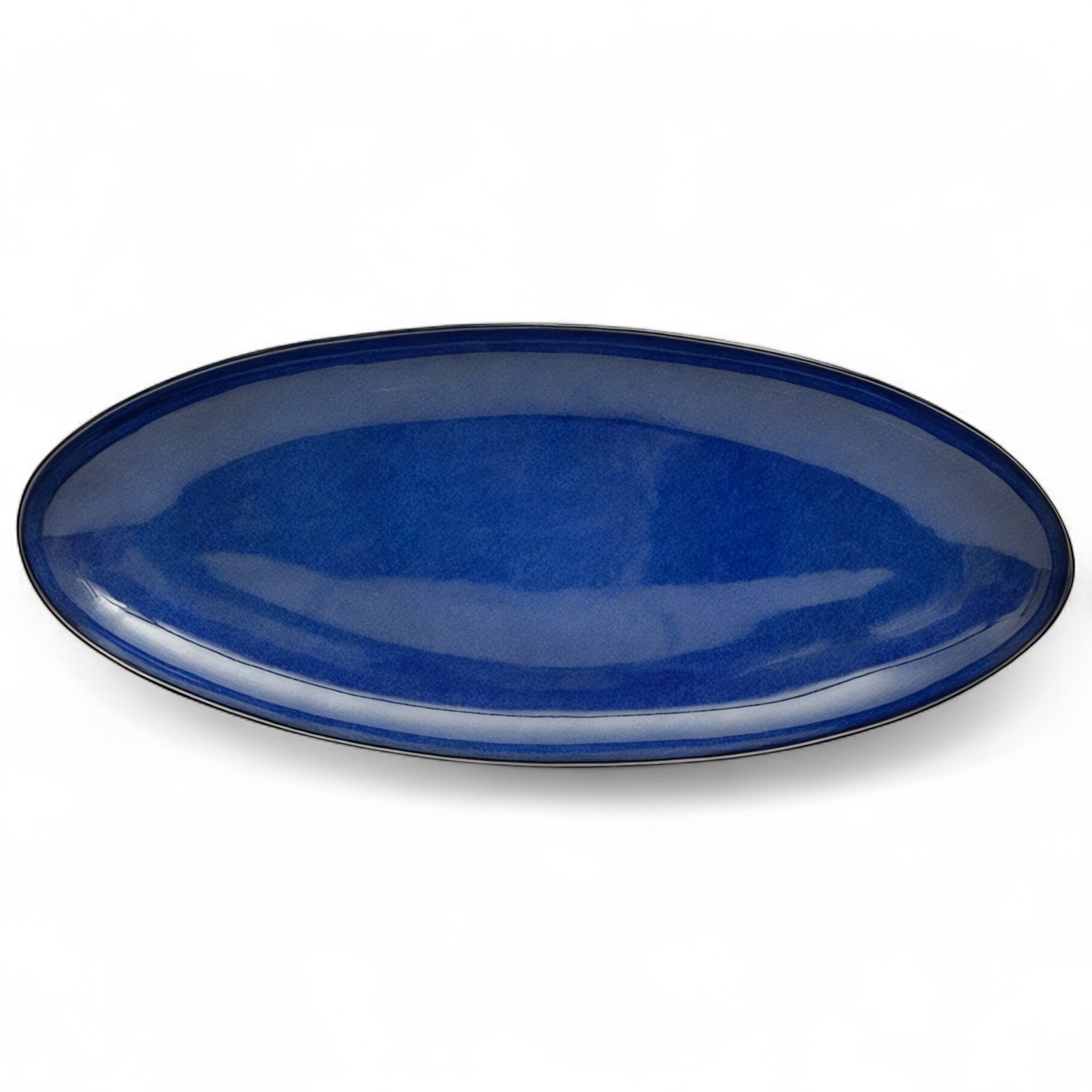 Grand plat ovale bleu intense – Élégance intemporelle (vendu à l’unité)