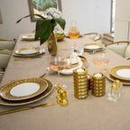 Lot de 6 Assiettes à dessert blanche et dorée 22cm