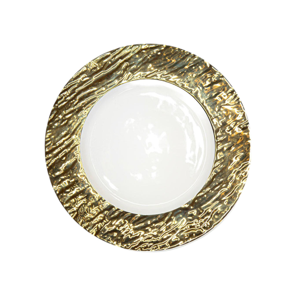 Lot de 6 Assiettes à dessert blanche et dorée 22cm