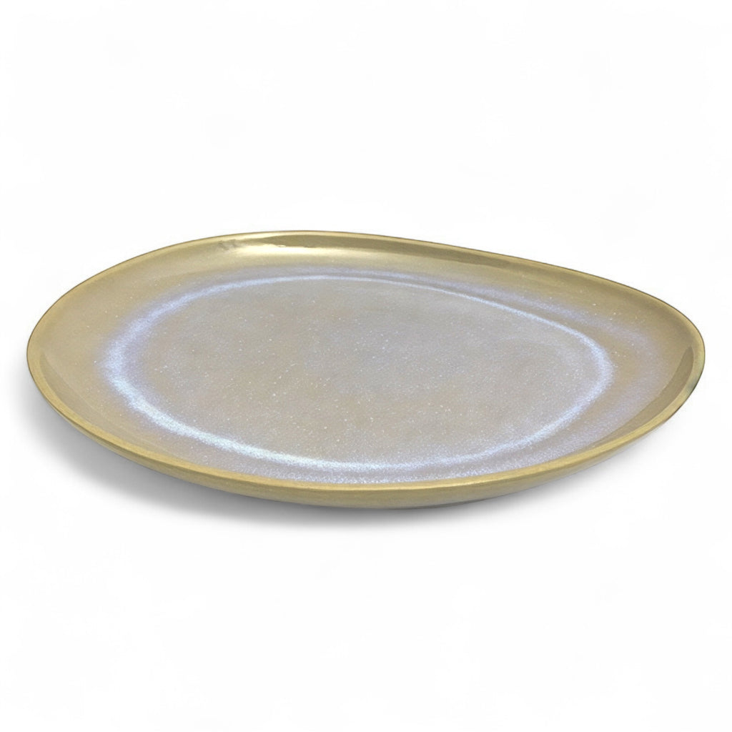 Plat Ovale Nacré – Éclat Rosé Sable (vendu à l’unité)