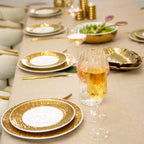 Lot de 6 Assiettes plate blanche et dorée 27cm