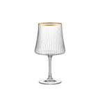 Ma Vaisselle Kasher verre à vin transparent avec bordure dorée, 360ml, lot de 6, design côtelé
